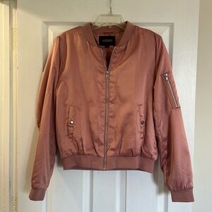 Pink satin bomber jacket